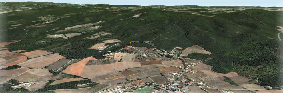 vista prospettica tridimensionale della area di Pievescola sulla Montagnola Senese 